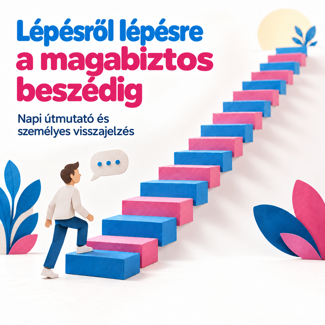 Lépésről lépésre a magabiztos beszédig Napi útmutató és személyes visszajelzés
